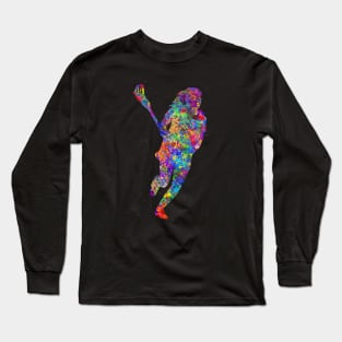 Lacrosse watercolor art Long Sleeve T-Shirt